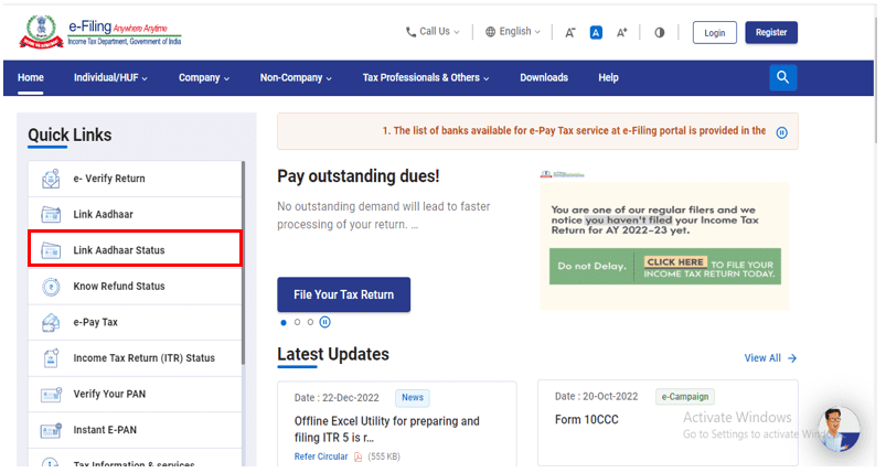 Pan Aadhaar Link Status