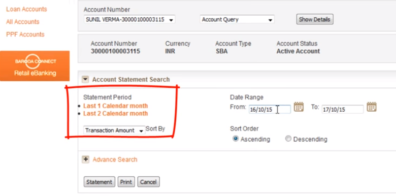 Download bank statement pdf