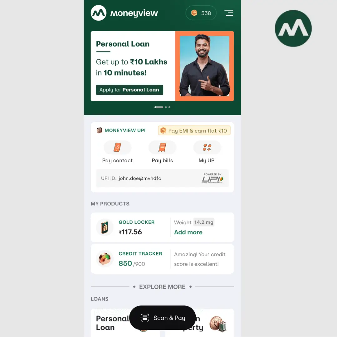 Products on the Moneyview App